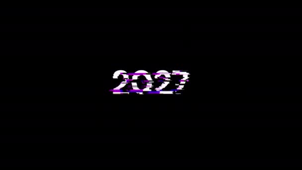 2027 Текст Екранними Ефектами Технологічних Збоїв Ефектна Глюк Екрану Різними — стокове відео