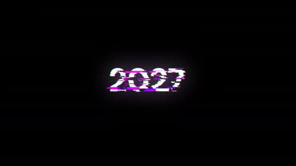 2027年带有技术故障屏幕效果的文本 具有各种干扰的目视屏故障 — 图库视频影像