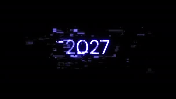 2027 Teks Dengan Efek Layar Kegagalan Teknologi Cacat Layar Spektakuler — Stok Video
