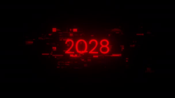 2028 Texto Con Efectos Pantalla Fallos Tecnológicos Glitch Pantalla Espectacular — Vídeos de Stock