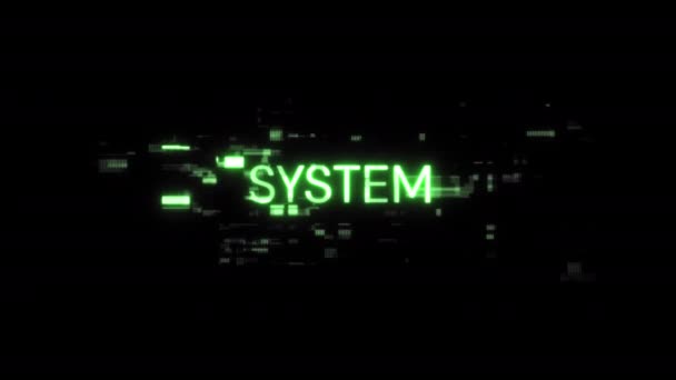 Testo Sistema Con Effetti Sullo Schermo Guasti Tecnologici Spettacolare Guasto — Video Stock