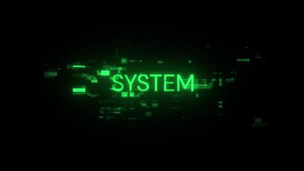 System Text Screen Effects Technological Failures Spectacular Screen Glitch Various — Stock Video