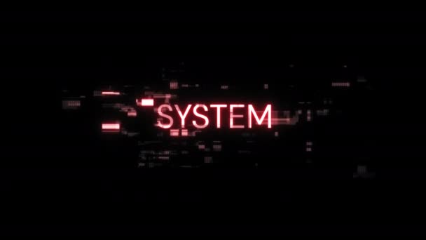 Systeemtekst Met Schermeffecten Van Technologische Storingen Spectaculaire Schermstoring Met Verschillende — Stockvideo
