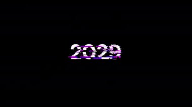 Teknolojik arızaların ekran efektleri içeren 2029 metni. Çeşitli parazitlerle muhteşem ekran arızası