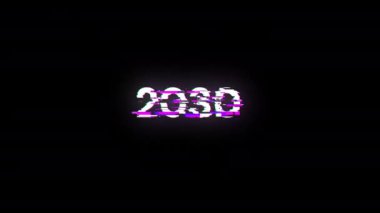 Teknolojik arızaların ekran efektleri içeren 2030 metin. Çeşitli parazitlerle muhteşem ekran arızası
