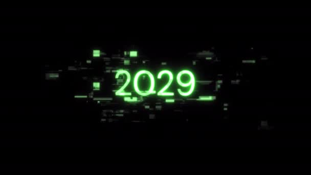 2029 Tekst Efektami Ekranowymi Awarii Technologicznych Spektakularna Usterka Ekranu Różnego — Wideo stockowe