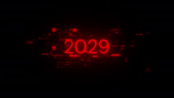 2029 Tekst Efektami Ekranowymi Awarii Technologicznych Spektakularna Usterka Ekranu Różnego — Wideo stockowe
