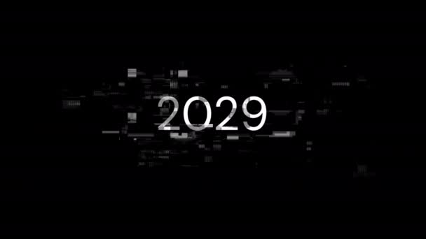 2029 Szöveg Technológiai Hibák Kijelzőhatásaival Látványos Képernyőhiba Különböző Interferenciákkal Hurok — Stock videók