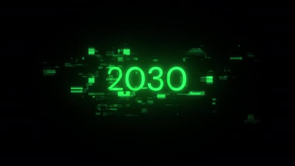 2030 Текст Екранними Ефектами Технологічних Збоїв Ефектна Глюк Екрану Різними — стокове відео