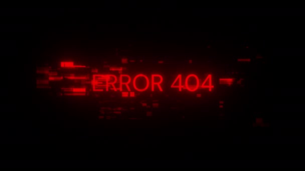 Erreur 404 Texte Avec Effets Écran Défaillances Technologiques Problème Écran — Video