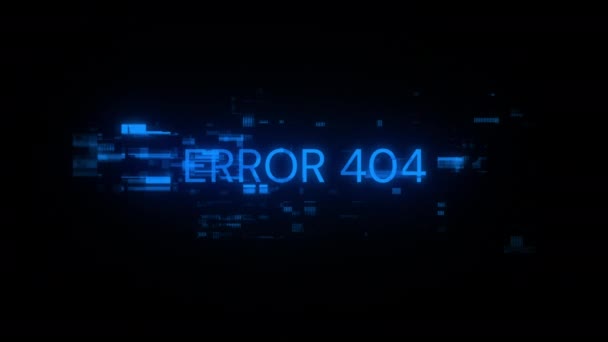 Error 404 Text Screen Effects Technological Failures Spectacular Screen Glitch — Stock Video
