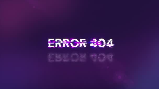 错误404文本具有技术失败的屏幕效果 具有各种干扰的目视屏故障 — 图库视频影像