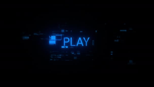 Play Text Screen Effects Technological Failures Spectacular Screen Glitch Various — Stock Video