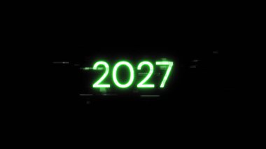 Teknolojik arızaların ekran efektleriyle birlikte 3D görüntüleme 2027 metni. Çeşitli parazitlerle muhteşem ekran arızası