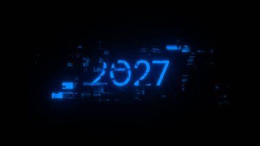Teknolojik arızaların ekran efektleriyle birlikte 3D görüntüleme 2027 metni. Çeşitli parazitlerle muhteşem ekran arızası