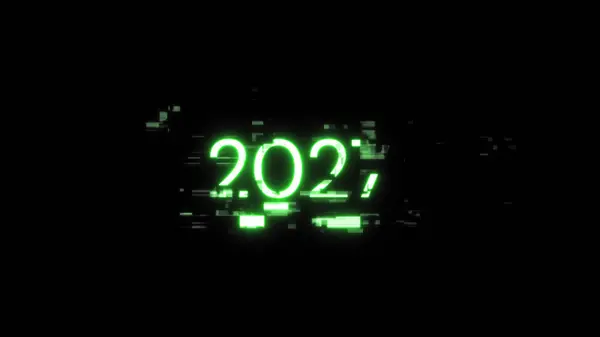 Рендеринг 2027 Текста Экранными Эффектами Технологических Сбоев Захватывающий Сбой Экрана — стоковое фото