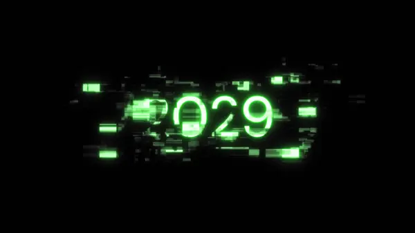 Weergave 2029 Tekst Met Schermeffecten Van Technologische Storingen Spectaculaire Schermstoring — Stockfoto