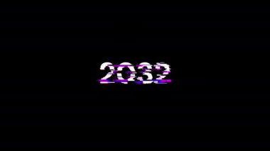 Teknolojik arızaların ekran efektleri içeren 2032 metni. Çeşitli parazitlerle muhteşem ekran arızası. Döngülü
