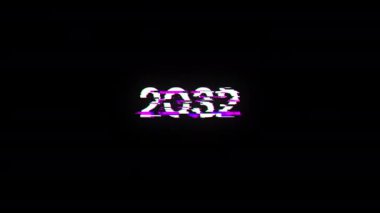 Teknolojik arızaların ekran efektleri içeren 2032 metni. Çeşitli parazitlerle muhteşem ekran arızası. Döngülü