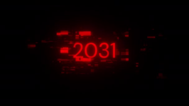 2031 Tekst Met Schermeffecten Van Technologische Storingen Spectaculaire Schermstoring Met — Stockvideo