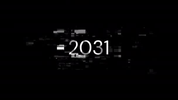 2031 Text Obrazovkovými Efekty Technologických Poruch Velkolepá Závada Obrazovce Různými — Stock video