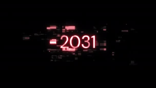 2031 Texto Con Efectos Pantalla Fallos Tecnológicos Glitch Pantalla Espectacular — Vídeos de Stock