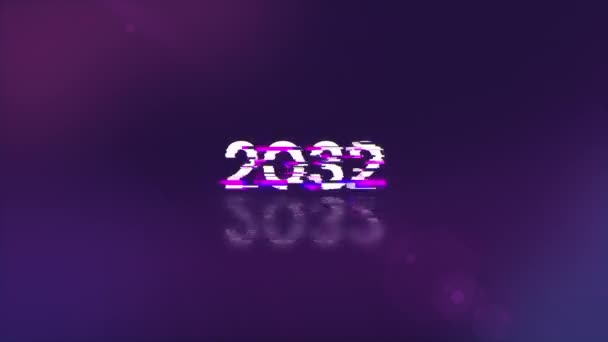 2032 Texto Con Efectos Pantalla Fallos Tecnológicos Glitch Pantalla Espectacular — Vídeos de Stock