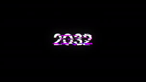 2032 Tekst Met Schermeffecten Van Technologische Storingen Spectaculaire Schermstoring Met — Stockvideo