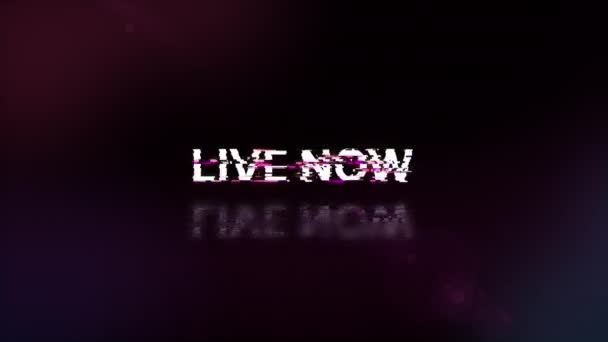 Live Now Text Screen Effects Technological Failures Spectacular Screen Glitch — Stock Video