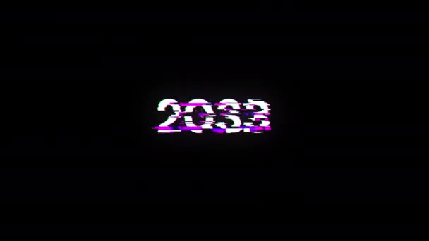 2033 Tekst Met Schermeffecten Van Technologische Storingen Spectaculaire Schermstoring Met — Stockvideo