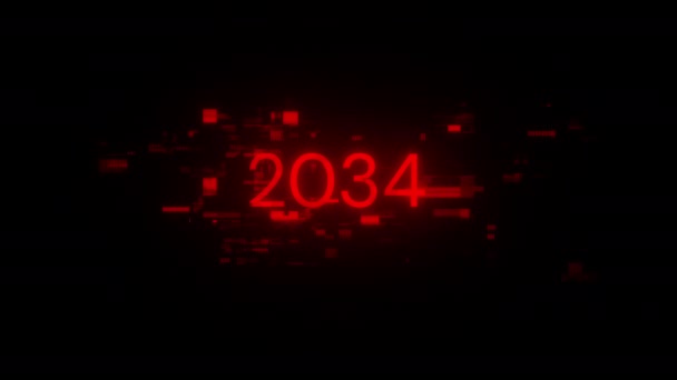 Текст 2034 Экранными Эффектами Технологических Сбоев Захватывающий Сбой Экрана Различными — стоковое видео