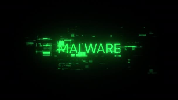 Texto Malware Con Efectos Pantalla Fallos Tecnológicos Glitch Pantalla Espectacular — Vídeos de Stock