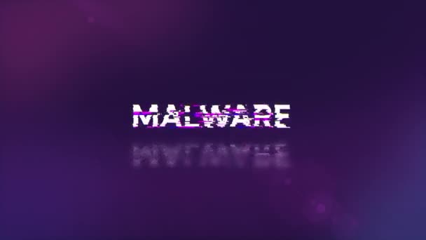 Texto Malware Con Efectos Pantalla Fallos Tecnológicos Glitch Pantalla Espectacular — Vídeo de stock