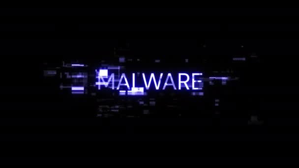Malware Text Mit Bildschirmeffekten Technologischer Ausfälle Spektakuläre Bildschirm Panne Mit — Stockvideo