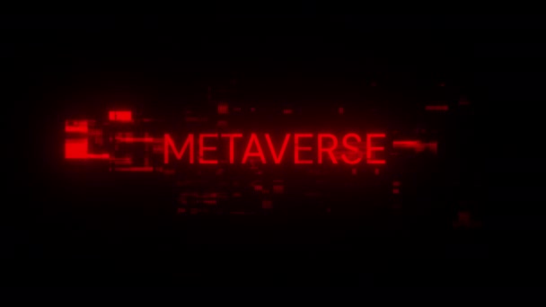 Metaverse Text Screen Effects Technological Failures Spectacular Screen Glitch Various — Stock Video