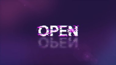 3D açık metin, teknolojik arızaların ekran efektleriyle oluşturuluyor. Çeşitli parazitlerle muhteşem ekran arızası