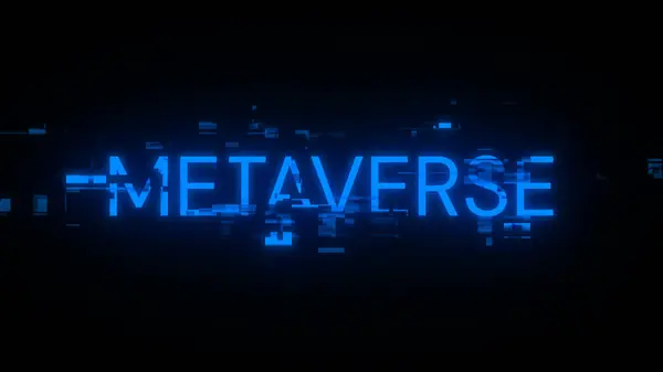 Rendering Metaverse Text Screen Effects Technological Failures Spectacular Screen Glitch — Stock Photo, Image