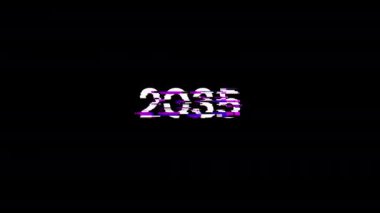 Teknolojik arızaların ekran efektleri içeren 2035 metni. Çeşitli parazitlerle muhteşem ekran arızası. Döngülü