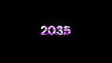 Teknolojik arızaların ekran efektleri içeren 2035 metni. Çeşitli parazitlerle muhteşem ekran arızası. Döngülü