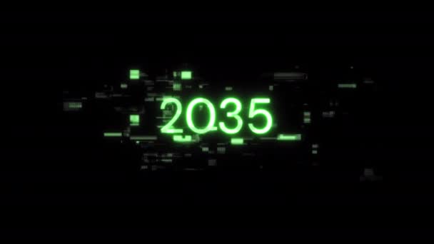 2035 Texto Con Efectos Pantalla Fallos Tecnológicos Glitch Pantalla Espectacular — Vídeo de stock