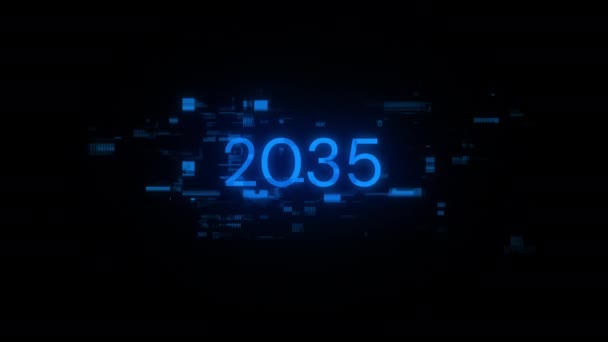 Текст 2035 Экранными Эффектами Технологических Сбоев Захватывающий Сбой Экрана Различными — стоковое видео