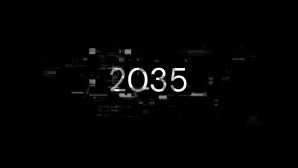 2035 Texto Con Efectos Pantalla Fallos Tecnológicos Glitch Pantalla Espectacular — Vídeos de Stock