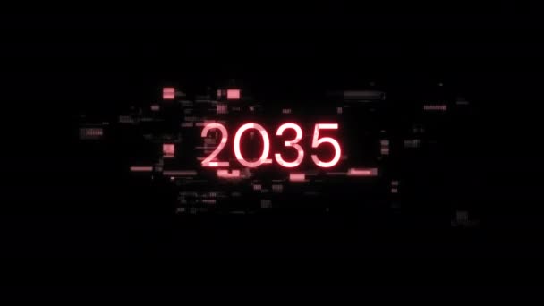 2035 Texto Con Efectos Pantalla Fallos Tecnológicos Glitch Pantalla Espectacular — Vídeos de Stock