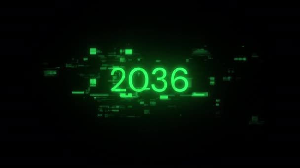 2036 Tekst Met Schermeffecten Van Technologische Storingen Spectaculaire Schermstoring Met — Stockvideo