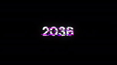 Teknolojik arızaların ekran efektleri içeren 2036 metni. Çeşitli parazitlerle muhteşem ekran arızası. Döngülü