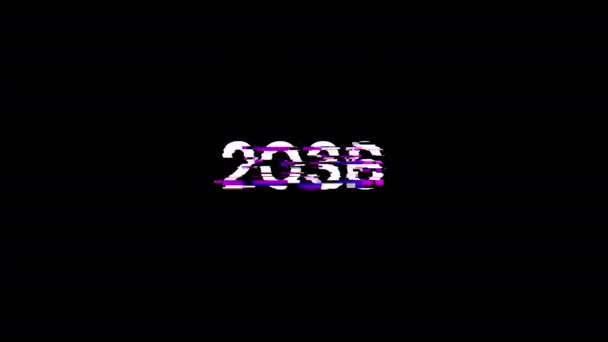2036 Text Mit Bildschirmeffekten Von Technologischem Versagen Spektakuläre Bildschirm Panne — Stockvideo