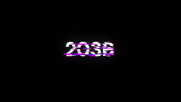 2036 Texto Con Efectos Pantalla Fallos Tecnológicos Glitch Pantalla Espectacular — Vídeos de Stock