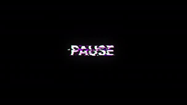 Pause Text Screen Effects Technological Failures Spectacular Screen Glitch Various — Stock Video