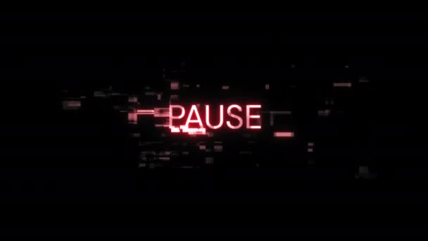 Pause Text Screen Effects Technological Failures Spectacular Screen Glitch Various — Stock Video
