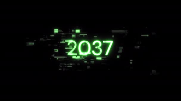 2037 Text Screen Effects Technological Failures Spectacular Screen Glitch Various — Stock Video